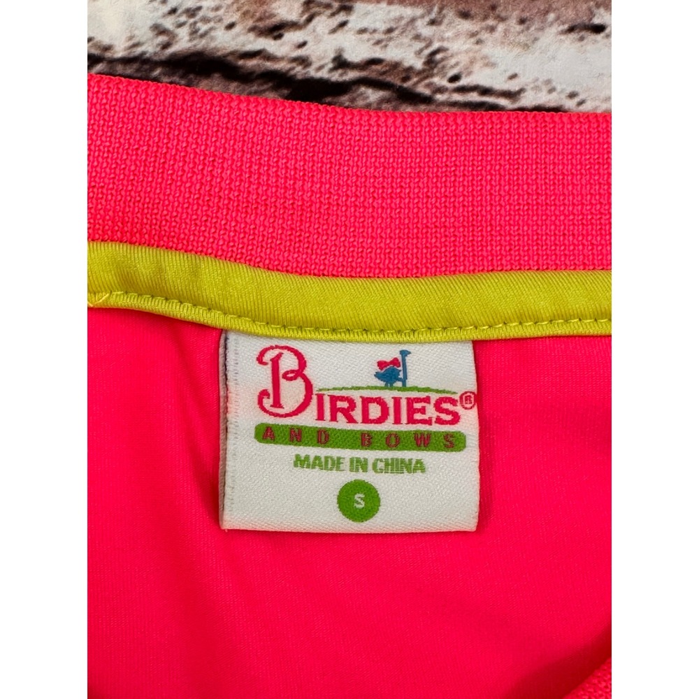 Birdies and Bows Womens Pink Lime Green Ruffle Golf Polo and Shorts Set Small - Picture 3 of 16